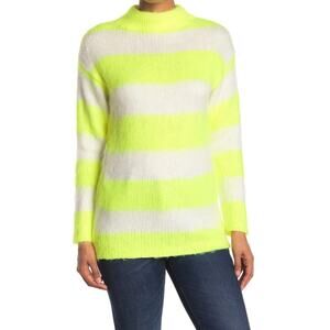 ABOUND NEW‎ $30 Stripe Mock Neck Knit Sweater Green Limecream XS